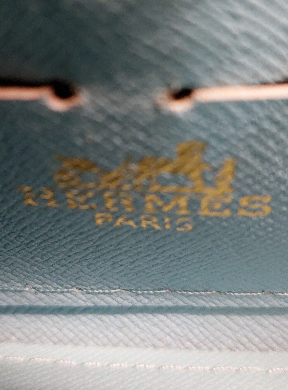 Hermes Robin's Egg Blue Wallet With 'H' Logo On Front